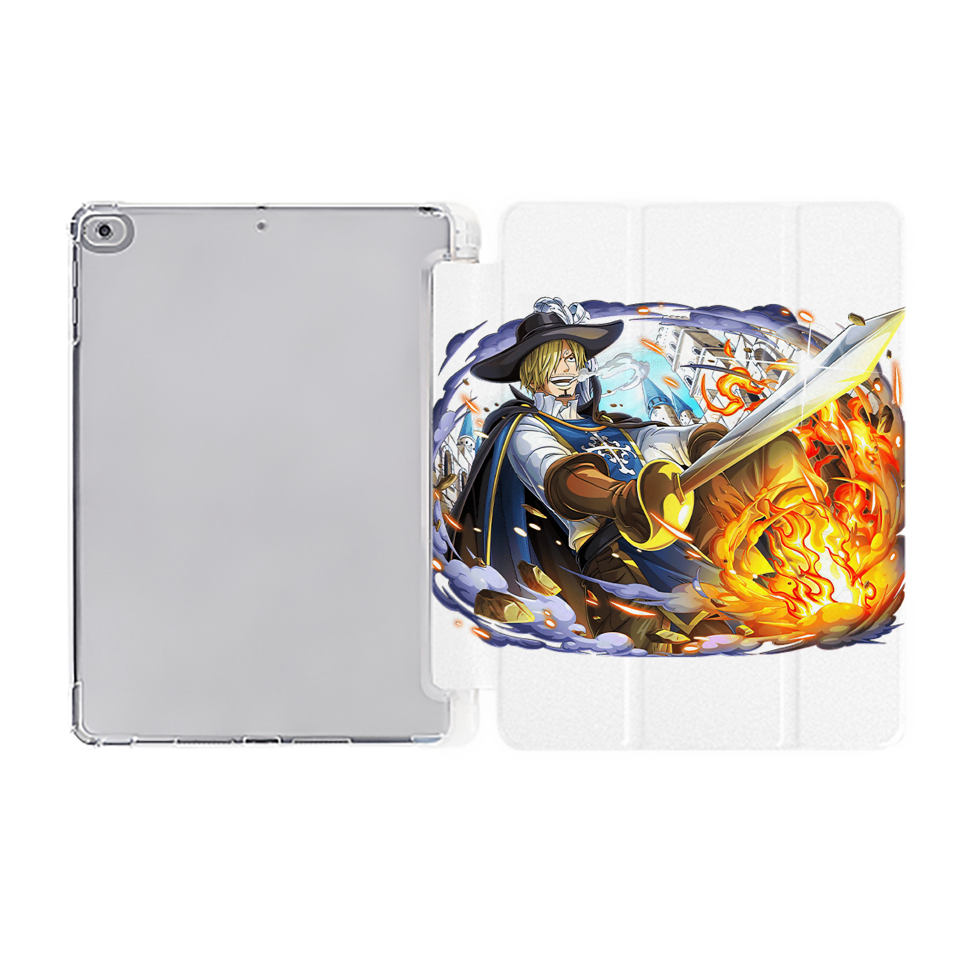 （画像用） ワンピース サンジ ONE PIECE Sanji IPad ケース ペン収納付き 三つ折りスタンド PUレザー×シリコン 対応機種9.5/10.5/10.9インチ